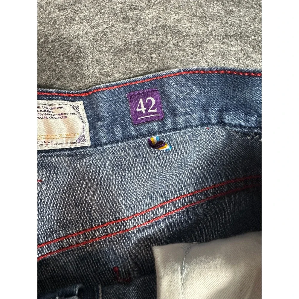 AKOO Jeans Men's Size‎ 42 Blue Denim Straight Leg RARE with Red Stitching